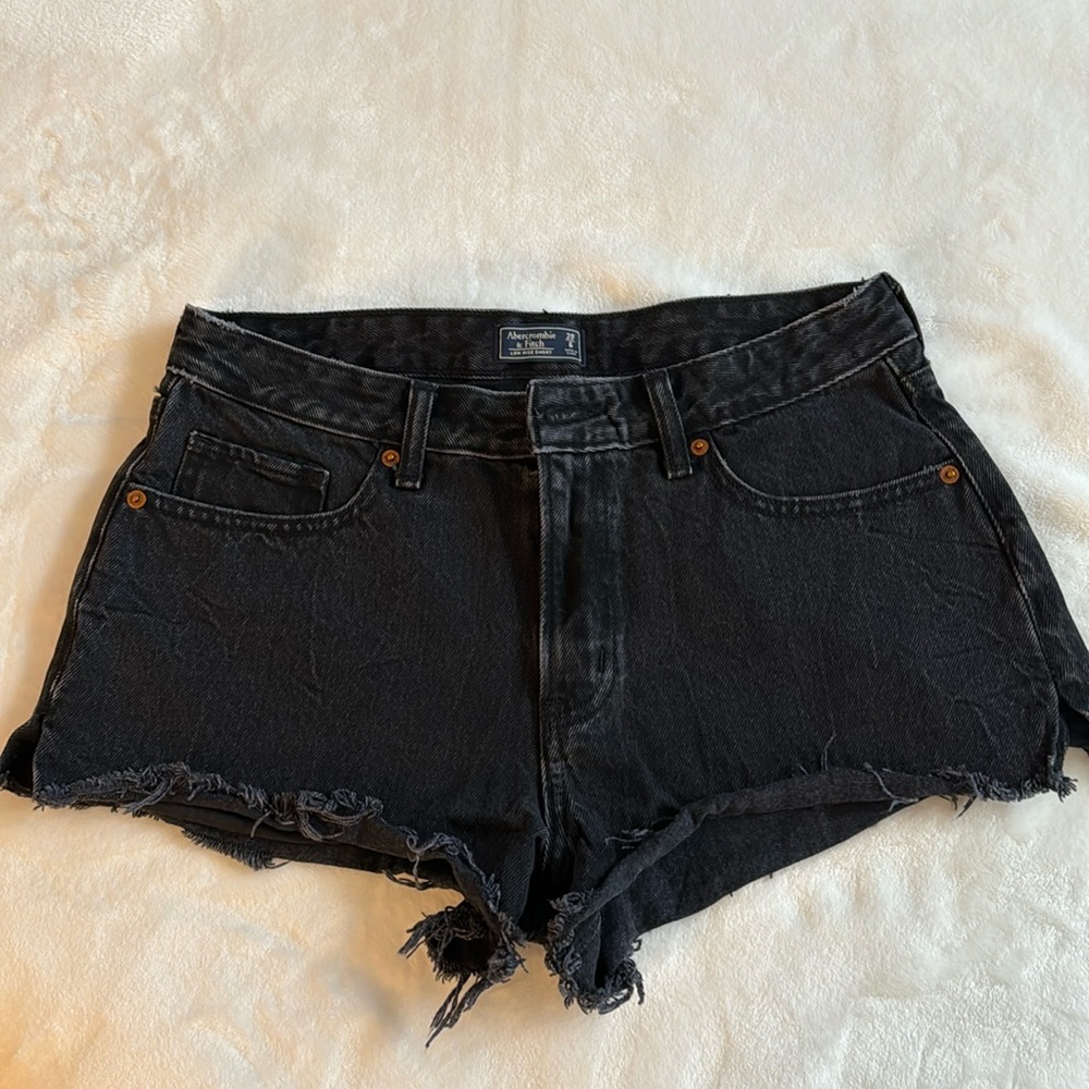 Abercrombie & Fitch Black Distressed Denim Jean Shorts